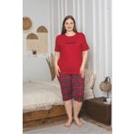 Asel Büyük Beden Likralı Bambu Kapri Pijama Takımı