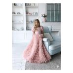 Asel Kids KIZ ÇOCUK KUYRUKLU ELBİSE GELİNLİK KATLI MODEL TÜL ELBİSE