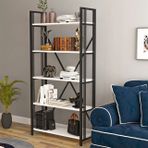 Asel Lux 5 Raflı Metal Kitaplık, Beyaz