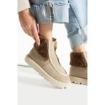 Aselin Ayakkabıları Kadın Bot & Bootie Hakiki Deri Bej Kısa Topuklu Casual/günlük