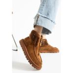Aselin Ayakkabıları Kadın Bot & Bootie Hakiki Deri Taba Kısa Topuklu Casual/günlük