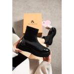Aselin Ayakkabıları Kadın Bot & Bootie Mikrofiber Siyah Kısa Topuklu Suya Dayanıklı Casual Model