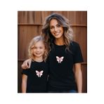 ASELİNDA Fiyonk baskılı Anne Kız T-shirt -kombin (Tekli Üründür Kombin Yapmak Için 2 Adet Sepete Ekleyiniz)