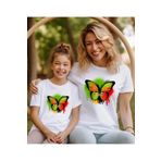 ASELİNDA Kelebek baskılı anne kız T-shirt (Tekli Üründür Kombin Yapmak Için 2 Adet Sepete Ekleyiniz)