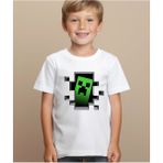 Aselinda Minecraft Çocuk T-Shirt - Beyaz - 6 Yaş