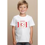 Aselinda Özel Tasarım Cumhuriyetimizin 101. Yılı 29 Ekim Çocuk T Shirt- Beyaz Süprem Tişört-Stk1