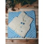 AselSoft El Yapımı Puf Bebek Battaniyesi ve Yeleği - 90 x 90 cm - Açık Mavi