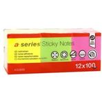 Aseries 50x40 mm 100 Yaprak Neon Renk 12'li Yapışkanlı Not Kağıdı