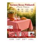 Ases Design Kırmızı Beyaz Pötikareli Piknik Örtüsü Masa Örtüsü Sofra Bezi Kareli Balkon Bahçe Kamp Örtüsü