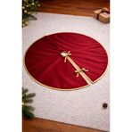 Ases Design Yılbaşı Ağacı Etek Örtüsü 120 cm | Gold Biyeli Bordo Saten Kumaş | Ayak Gizleyici Dekoratif Örtü