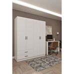 Ases Mobilya Ases HDF5358 Genç Odası Gardırop ve Çalışma Masası Hediyeli Beyaz - Safir Meşe