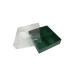 Asetat Kapaklı Karton Kutu 12x12x3 CM 4 Bölmeli Kutu - 10 Adet Yeşil