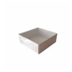 Asetat Kapaklı Karton Kutu Düz Renk 9X9X3 Cm - 50 Adet Beyaz