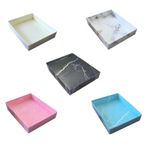Asetat Kapaklı Karton Kutu Mermer Desenli 12X15X3 CM - 10 Adet Beyaz