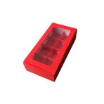 Asetat Pencereli Karton Kutu 20x10x5 CM 8 Bölmeli Kutu (10 Adet) Kırmızı