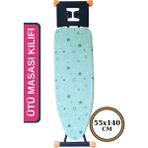 Asev Home İpli Ayarlanabilir Isıya Dayanıklı Keçeli Büyük Boy Ütü Masası Kılıfı Örtüsü Bezi 55X140CM Green Star