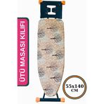 ASEV HOME İpli Ayarlanabilir Stoperli Keçeli Büyük Boy Ütü Masası Kılıfı Örtüsü Bezi 55x140 Cm Toprak