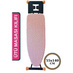 ASEV HOME Ütü Masası Kılıfı Büyük Boy İpli Stoperli Keçeli Kılıfı Örtüsü Bezi 55x140cm Pink Star