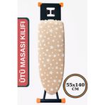 ASEV HOME Ütü Masası Kılıfı Keçeli İpli Stoperli Büyük Boy 55x140 cm CREAM STAR