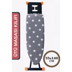ASEV HOME Ütü Masası Kılıfı Keçeli İpli Stoperli Büyük Boy 55x140 cm GRAY STAR