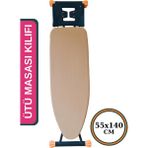 Asev Home Ütü Masası Kılıfı Özel Kumaş Büyük Boy Ipli Stoperli Keçeli Örtüsü Bezi 55X140CM Premium Brown