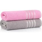 Asev Tekstil 2lı 70X140 Banyo Havlusu - 70 x 140 cm - Pembe - Gri