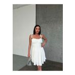 Asfa Moda Kadın Beyaz Gipeli Askılı Astarlı Korse Detaylı Mini Elbise