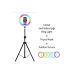 Asfal 13 Inç (33 CM) Rgb Çok Renkli Led Make Up Selfie Işığı 210 Cm Tripot Selfie Çubuğu Tiktok Işığı