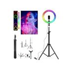 Asfal 13 Inç 33 Cm Rgb Işık Ve 210 Cm Tripot Çok Renkli Makyaj Tiktok Selfie Işığı Selfie Çubuğu Tripod