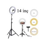 Asfal 14 inç LED Işıklı Telefon Tutuculu 210 cm Tripod Kuaför Makyaj Tiktok Işığı - Siyah