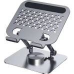 Asfal 14 Inçe Kadar Uyumlu Metal 360° Dönen Katlanabilir Telefon Bilgisayar ve Tablet Standı Tablet Tutucu - Füme
