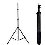 Asfal 200 cm Metal Tripod Fotoğraf Stüdyo Lamba Tutucu Lamba Işık Ayağı Tripot+Telefon Tutucu - Siyah