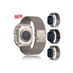 Asfal Apple Watch 3/4/5/6/7/8/9/10/Se/Ultra/Ultra2 44Mm/45Mm/46Mm/49Mm Uyumlu Milano Metal Hasır Kordon