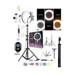 Asfal Kumandalı 10 Inç(26 CM) Led Işık 210 Cm Tripod Youtuber Kuaför Makyaj Işığı Tiktok Işığı Ring Light