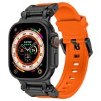 Asfal Metal Başlıklı Apple Watch Uyumlu Şık Kordon - Turuncu - Koyu Gri