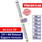 Asflexs 3/8 × M8 Paslanmaz Çelik Flex Hortum Batarya Bağlantı Hortumu - 50 cm