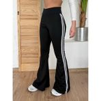 Asfstore Kadın Yüksek Bel Şerit Detaylı Ispanyol Paçalı Dalgıç Pantolon - Siyah - L - XL