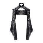 ASFWAGQ Gotik dantel Shrug Vintage Punk hırka üst parça uzun kollu bolero Crop Top parti kulüp karnaval Cadılar Bayramı için, Siyah, M