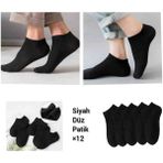 Asgül Kadın Patik Çorap Seti 12'li - 01-Siyah - 35 - 40