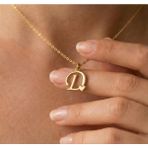 Ashak Accessories Kadın 925 Ayar Gümüş Zincirli D Harfi Kalpli Baş Harfli Kalp Harf Alfabe Isim Kolye - Altın