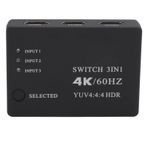 ASHATA 3x1Değiştirici, 4K 60Hz HD Multimedya Arayüzü Anahtarı Uzaktan Kumandalı Ekran Seçici,HDTVDVD Için 600Mhz 14.4Gbps Video Değiştirici Ayırıcı