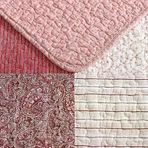 Ashley - Kraliçe Yorgan Seti, Ters Çevrilebilir Pamuklu Yatak Örtüleri, Kırk Yama İşi Esinlenen Ev Dekoru (Celina Patchwork Kırmızı, Kraliç