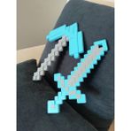 Asi BURSA3DFILAMENT Sınırlı Sayıda İkili Set/ Minecraft Kılıç-Kazma 25 cm