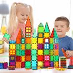 Asia Toys Manyetik Bloklar - Manyetik Yapı Taşları, 100 Parça Çocuklar İçin Çevre Dostu Mıknatıs Yapı Taşları - Çok Renkli