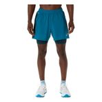 Asics 2011D245-302 ROAD 2-N-1 5IN SHORT Mavi Lastikli Bel Normal Düz Erkek Şort