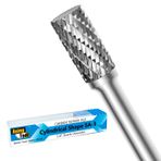 Asieg Tool SA-3 Tungsten Karbür Çapak Döner Dosya Silindirik Şekil Çift Kesim Kalıp Öğütücü Matkap Uçları için 1/4 inç Şaft Çapı ve 3/8 inç Kesici Çapı 3/4 inç Kesici Uzunluğu
