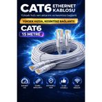 AŞIK STORE CAT6 Ethernet Kablosu 15m Gigabit LAN Kablosu Yüksek Hızlı İnternet Kablosu