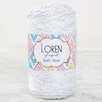 Asil Acar Home Loren Soft Star Makrome İpi Gümüş Simli Beyaz RM10