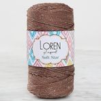 Asil Acar Home Loren Soft Star Makrome İpi Gümüş Simli Kahverengi