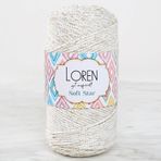 Asil Acar Home Loren Soft Star Makrome İpi Sarı Simli Krem RM103